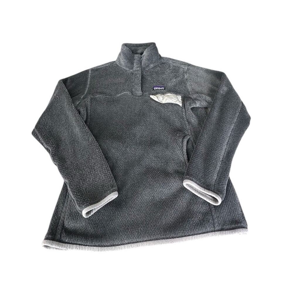 Patagonia Snap T Fuzzy Monkey Fleece Jacket Womens Size Medium Grey